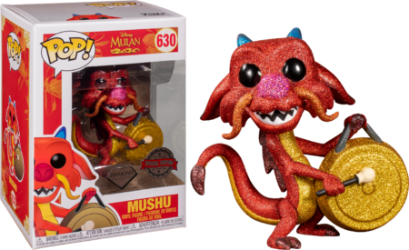 Mulan POP! Movies Vinyl Figure Mushu w/Gong Diamond Glitter Limited 9 cm