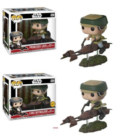 Star Wars POP! Movies Figures Leia / Luke with Speeder Bike 10 cm Assortment (2) (con bollino quarantennale)