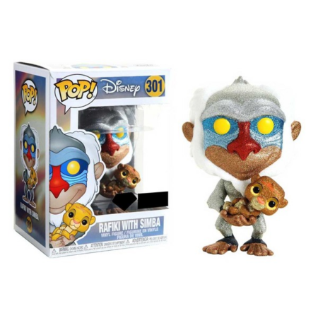 The Lion King POP! Disney Vinyl Figure Rafiki Holding Baby Simba Diamond Glitter Limited  9 cm