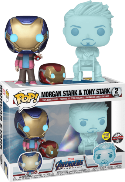 Avengers 4: Endgame POP! 2-pack Vinyl Figure Hologram Tony Stark & Morgan with Helmet Glow in the Dark Limited