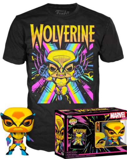 Marvel: Blacklight Pop! Box set Vinyl Figure & T-Shirt Wolverine Blacklight Limited 9 cm