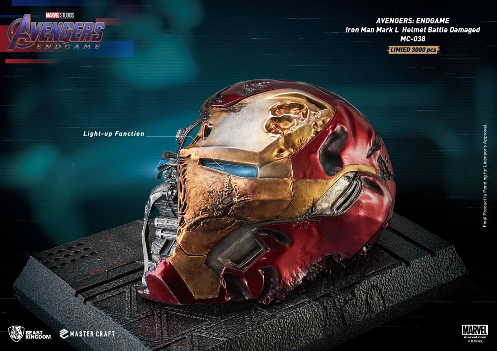 Avengers Endgame Master Craft Statue Iron Man Mark50 Helmet Battle Damaged 22 cm - immagine 4