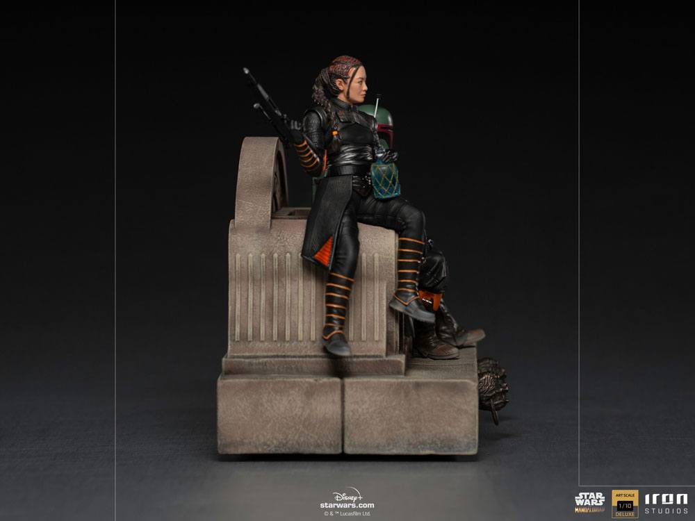 Star Wars The Mandalorian Deluxe Art Scale Statue 1/10 Boba Fett & Fennec on Throne 23 cm - immagine 3
