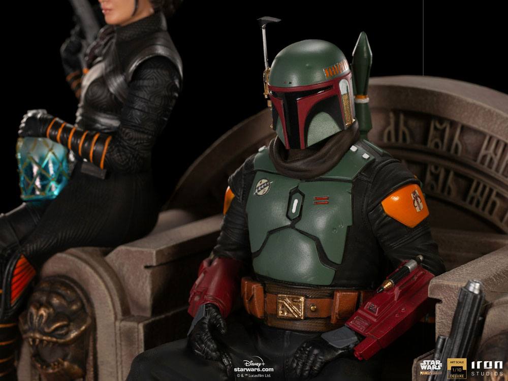 Star Wars The Mandalorian Deluxe Art Scale Statue 1/10 Boba Fett & Fennec on Throne 23 cm - immagine 6