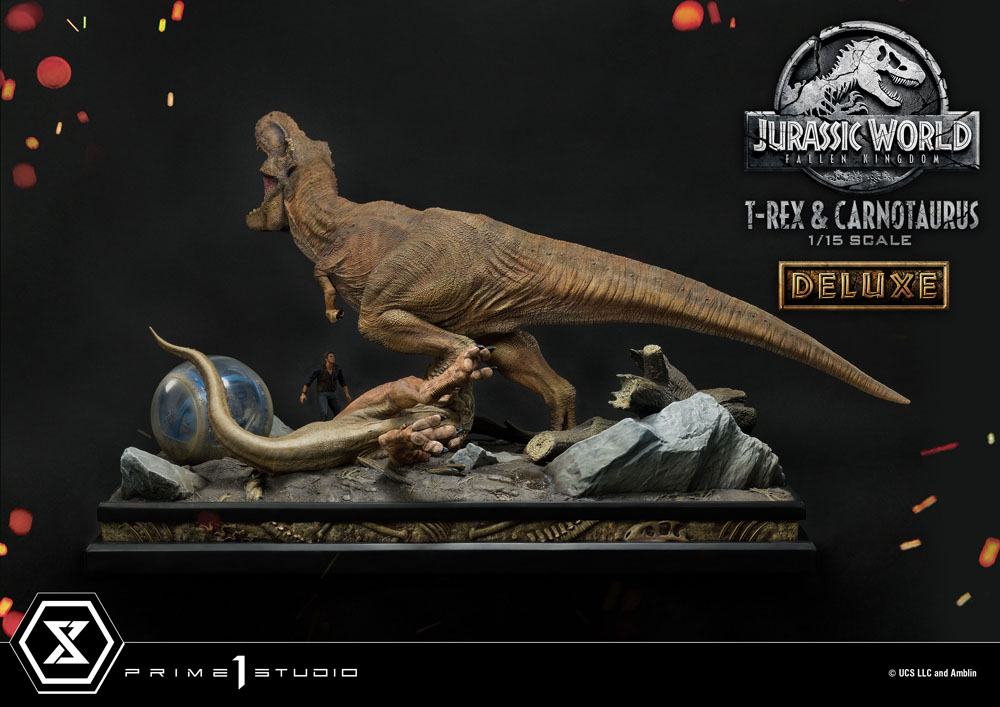 Jurassic World: Fallen Kingdom Statue 1/15 T-Rex & Carnotaurus Deluxe Version 90 cm - immagine 3