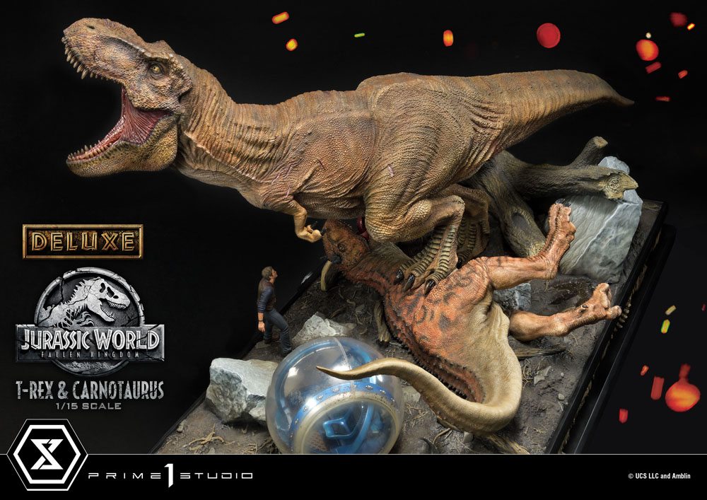 Jurassic World: Fallen Kingdom Statue 1/15 T-Rex & Carnotaurus Deluxe Version 90 cm - immagine 6