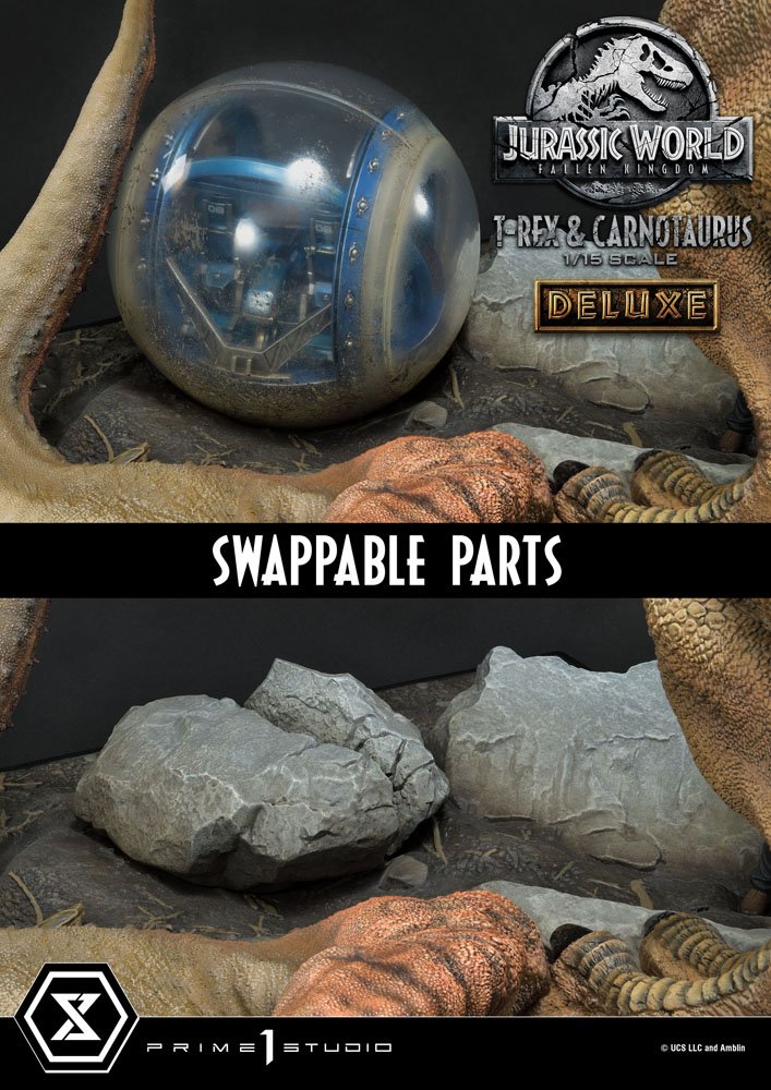 Jurassic World: Fallen Kingdom Statue 1/15 T-Rex & Carnotaurus Deluxe Version 90 cm - immagine 2