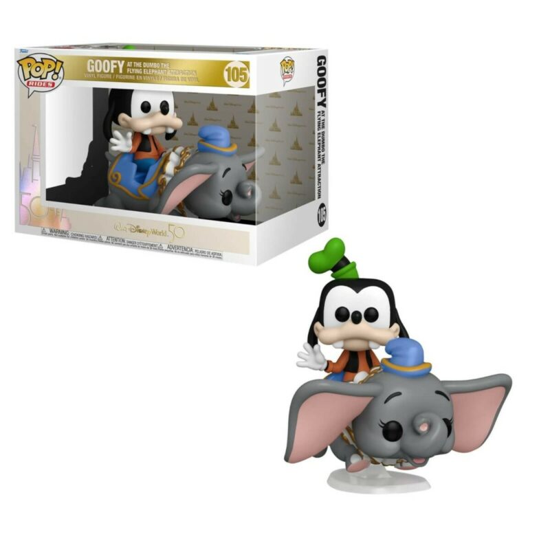 Walt Disney World 50th Anniversary POP! Rides Super Deluxe Vinyl Figure Dumbo w/Goofy 15 cm