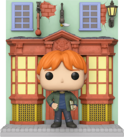 Harry Potter POP! Vinyl Figure Ron Weasley with Quality Quidditch Supplies Diagon Alley Diorama Deluxe Limited