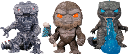 Godzilla Vs Kong POP! Movies 3-pack Vinyl Figure Kong with Battle Axe, Godzilla with Heat Ray & Mechagodzilla Limited