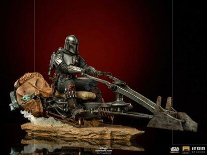 Star Wars The Mandalorian Deluxe Art Scale Statue 1/10 Mandalorian on Speederbike 18 cm