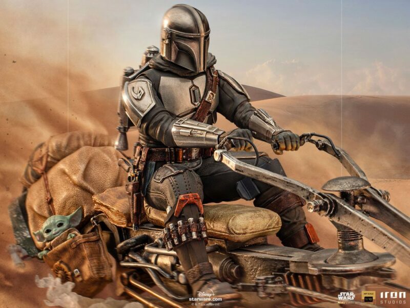 Star Wars The Mandalorian Deluxe Art Scale Statue 1/10 Mandalorian on Speederbike 18 cm - immagine 5
