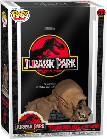 Jurassic Park POP! Movie Poster & Figure Tyrannosaurus Rex & Velociraptor 9 cm