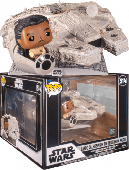 Star Wars POP! Vinyl Figure Lando Calrissian with Millennium Falcon Deluxe Limited 9 cm (2022 Galactic Convention Exclusive)