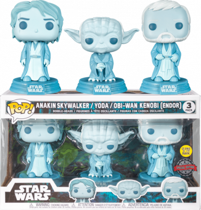 Star Wars: Across The Galaxy POP! 3-pack Vinyl Figure Anakin Skywalker, Yoda & Obi-Wan Kenobi Glow in the Dark Limited 9 cm