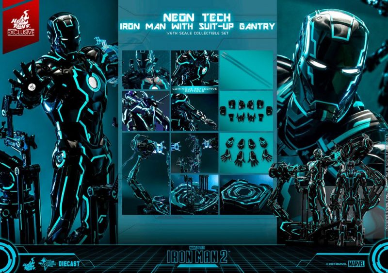 Iron Man 2 Action Figure 1/6 Neon Tech Iron Man with Suit-Up Gantry 32 cm - immagine 7