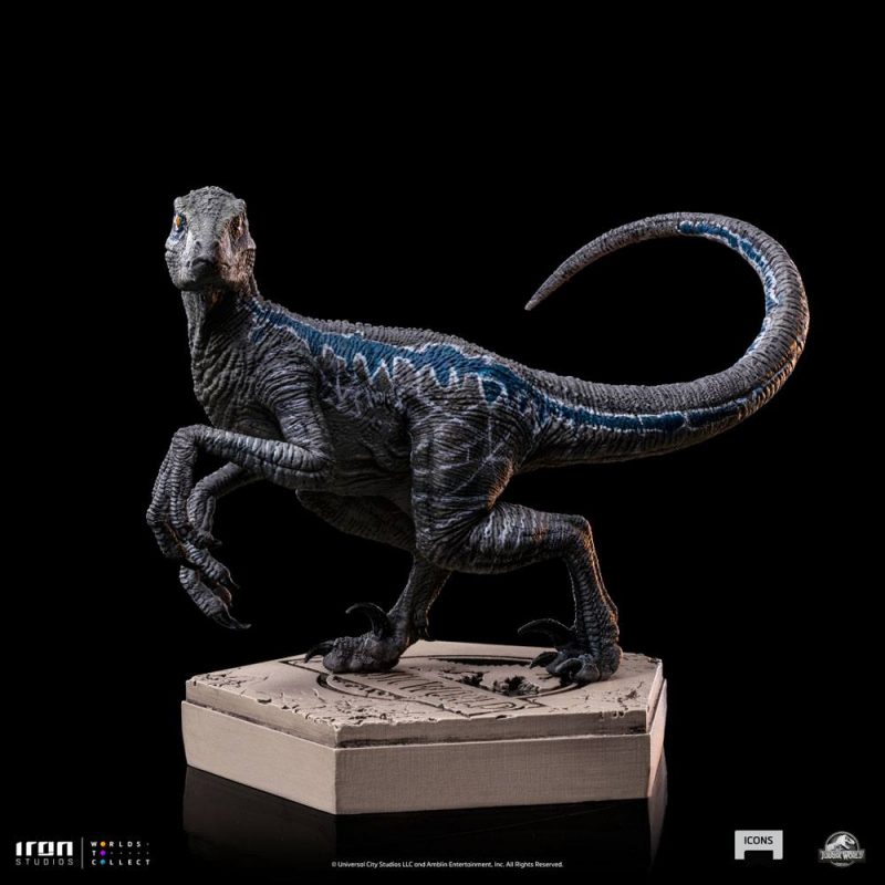 Jurassic World Icons Statue Velociraptor B Blue 7 cm