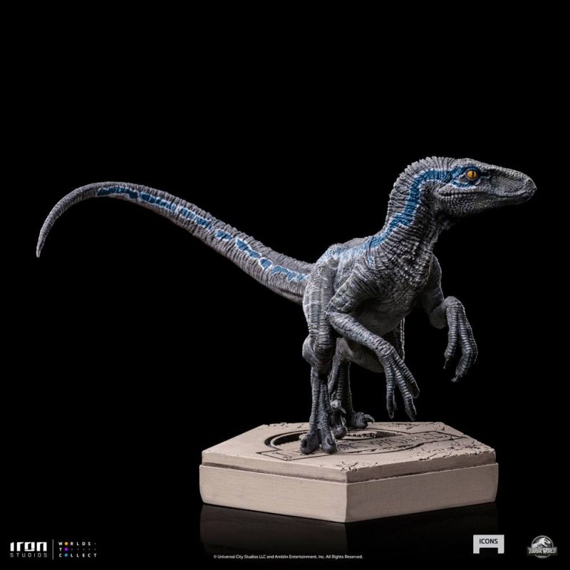 Jurassic World Icons Statue Velociraptor B Blue 7 cm