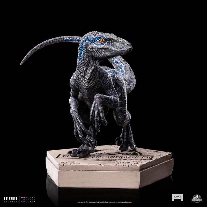 Jurassic World Icons Statue Velociraptor B Blue 7 cm