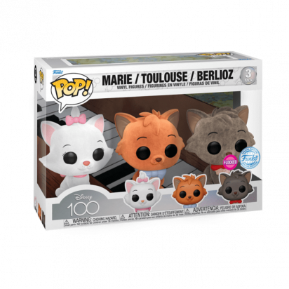 The Aristocats (1970) POP! Disney 100th 3-pack Vinyl Figure Marie, Toulouse & Berlioz Flocked Limited