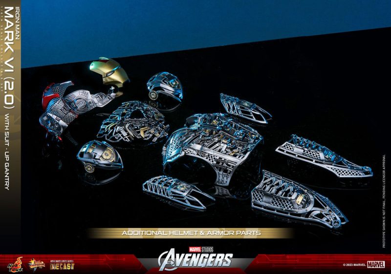 Marvel's The Avengers Movie Masterpiece Diecast Action Figure 1/6 Iron Man Mark VI (2.0) with Suit-Up Gantry 32 cm - immagine 6