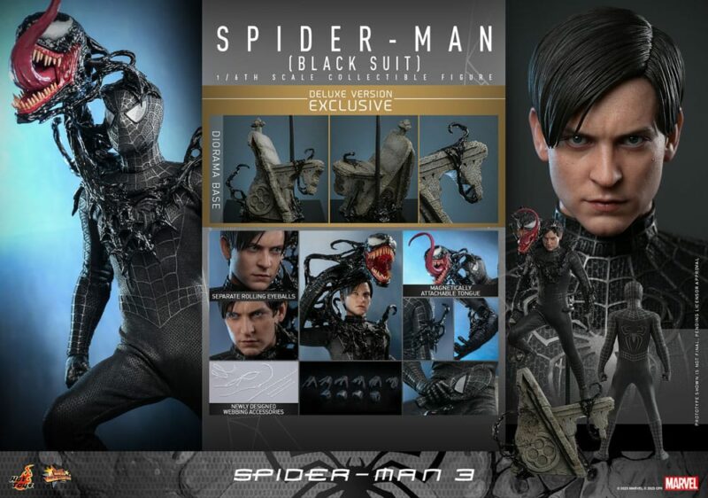 Spider-Man 3 Movie Masterpiece Action Figure 1/6 Spider-Man (Black Suit) (Deluxe Version) 30 cm - immagine 6