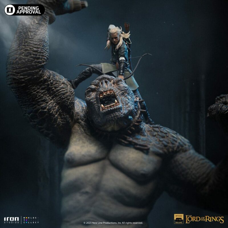 Lord Of The Rings Deluxe Art Scale Statue 1/10 Cave Troll and Legolas 72 cm - immagine 4