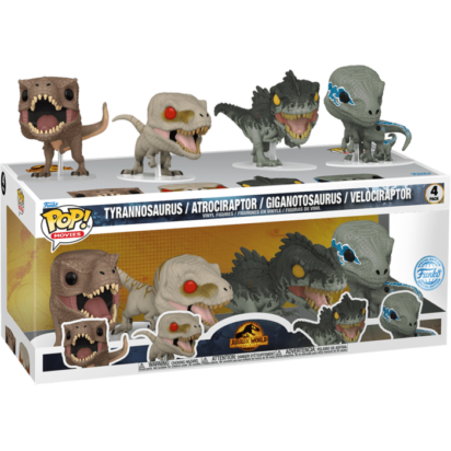 Jurassic World: Dominion POP! Movies 4-pack Vinyl Figure Tyrannosaurus, Atrociraptor, Giganotosaurus & Velociraptor Limited 9 cm
