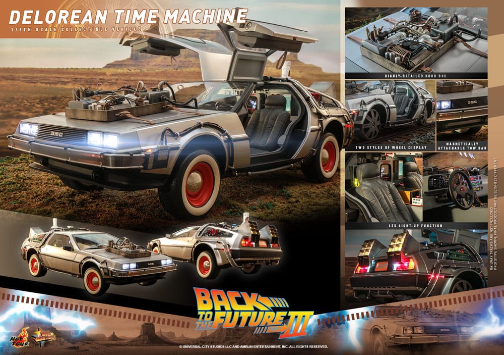 Back to the Future III Movie Masterpiece Vehicle 1/6 DeLorean Time Machine 72 cm - immagine 8