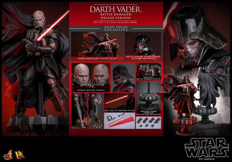Star Wars Action Figure 1/6 Darth Vader (Battle Damaged) Deluxe Version 35 cm - immagine 5