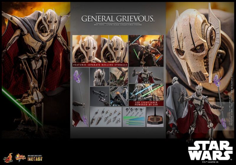 Star Wars Movie Masterpiece Diecast Action Figure 1/6 General Grievous 42 cm - immagine 6