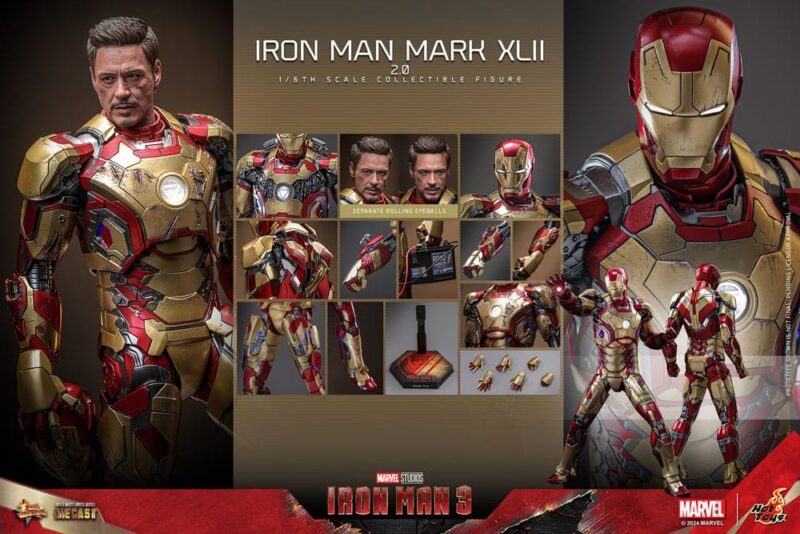 Iron Man 3 Movie Masterpiece Diecast Action Figure 1/6 Iron Man Mark XLII (2.0) 32 cm - immagine 7