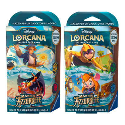 Disney Lorcana Mare di Azzurrite Bundle 2 Mazzi Smeraldo Zaffiro e Ambra Rubino versione Italiano