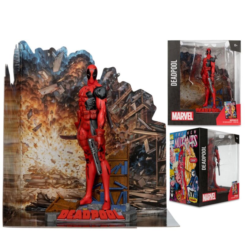 Marvel Wave 1 Deadpool The New Mutants #98 1:10 Scale Posed Figure with Scene - immagine 2