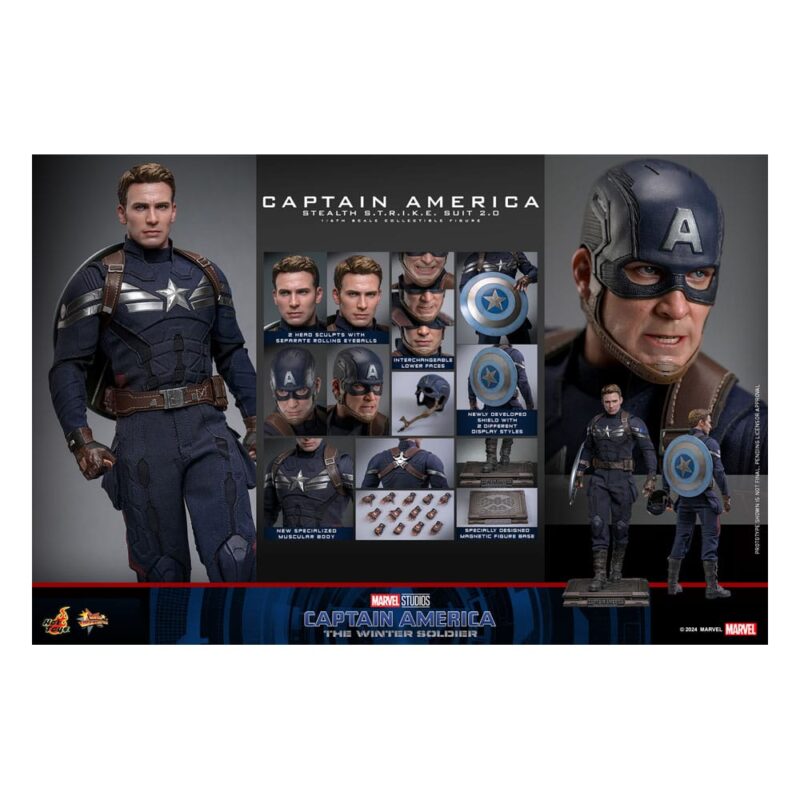 Captain America: The Winter Soldier Movie Masterpiece Action Figure 1/6 Captain America (Stealth S.T.R.I.K.E. Suit) 2.0 31 cm - immagine 9