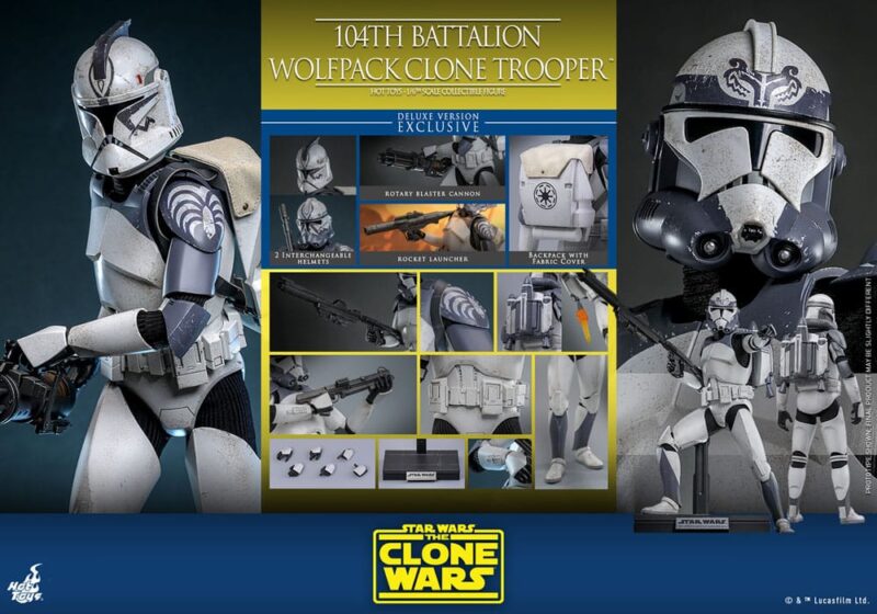 Star Wars The Clone Wars Action Figure 1/6 104th Battalion Wolfpack Clone Trooper Deluxe Version 30 cm - immagine 6