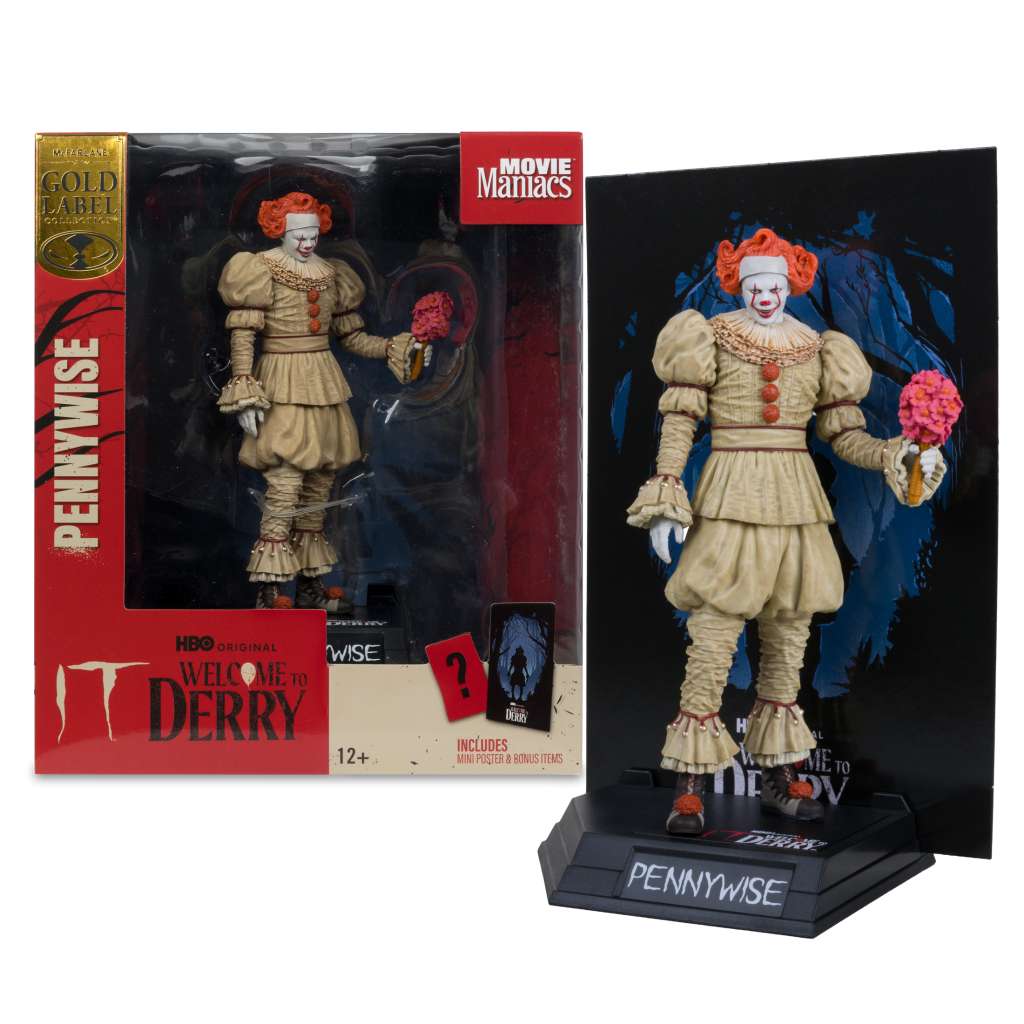 Movie Maniacs Pennywise Flashback Welcome to Derry Gold Label Posed Figure