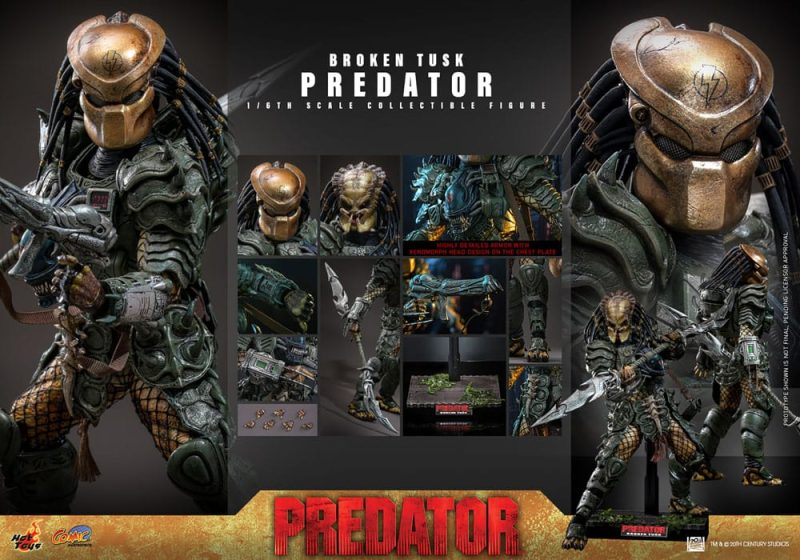 Alien vs. Predator Comic Masterpiece Action Figure 1/6 Broken Tusk Predator 35 cm - immagine 8